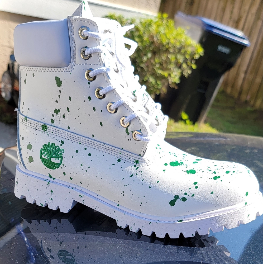 GREEN TIMBERLAND BOOTS SPLATTET